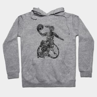 Wheelchair basketball girl black and white Hoodie